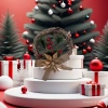 Christmas wreath, scarlet champagne, Christmas door hanging decoration, rattan wreath ring hanging piece, Christmas decoration details Picture
